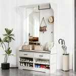 Bsmgsgn - porte - manteau sur pied avec miroir - 4 crochets, range - chaussures int�gr� - meuble porte ...