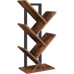 B�cherregal, standregal mit 4 ebenen, holz dvd regal, in baumform, metallgestell, f�r wohnzimmer, arbeitszimme ...
