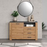 Buffet 1 porte 3 tiroirs 1 niche dcor chne et gris ardoise - nova