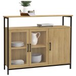 Idmarket - buffet 100 cm detroit 2 portes vitrine avec placards design industriel