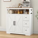 Buffet 100x40x105 cm, avec 3 tiroirs, 2 portes, �tag�res r�glables, style scandinave, convient pour cuisine ...