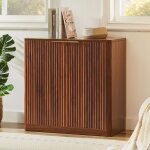 Buffet 120x40x76 cm style rustique avec panneaux rainur�s et �tag�res r�glables, pour salon et salle ...