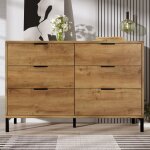 Hauss spole - buffet 120x40x76cm, commode, meubles de cuisine et de salon, marron, 6 tiroirs