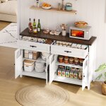 Hauss spole - buffet 1403990 cm, 4 portes, 2 tiroirs, avec 2 tagres, meuble de cuisine, mdf, blanc ...