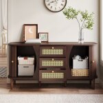 Hauss spole - buffet de cuisine 2 portes et 3 tiroirs, �tag�res r�glables, meuble de rangement, buffet ...