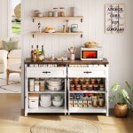 Buffet 140 cm, enfilade avec 4 portes et 2 grands tiroirs, meuble avec espace de rangement pour cuisine, ...