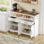 Buffet 140 cm, meuble de rangement avec 2 tiroirs et 4 portes de rangement, poignées noires, plateau ... Buffet 140 cm, meuble de rangement avec 2 tiroirs et 4 portes de rangement, poignées noires, plateau ...