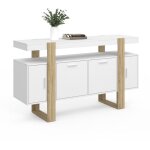 Buffet 140 cm phoenix 4 portes blanc et bois