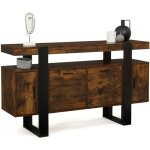 Idmarket - buffet 140 cm phoenix 4 portes bois effet vieilli et noir