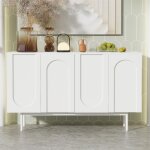 Buffet 140 cm, avec quatre portes cintr�es � motifs, cloisons r�glables, commode, moderne minimaliste, ...