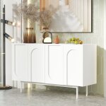 Buffet 140 cm, avec quatre portes cintrées à motifs, cloisons réglables, commode, moderne minimaliste, ... Buffet 140 cm, avec quatre portes cintrées à motifs, cloisons réglables, commode, moderne minimaliste, ...
