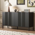 Buffet 145 cm, rectangulaire, avec 4 portes de rangement, lignes �pur�es, �tag�res r�glables, meubles ...