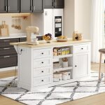 Buffet 150x65x75, 5 cm avec 5 tiroirs, 2 �tag�res r�glables, plateau pliant et prises, pour cuisine, ...