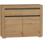 Buffet 2 portes 1 tiroir led inclus kasla bois et anthracite