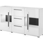 Petits - meubles - buffet 2 portes 3 tiroirs avec led louis blanc