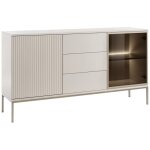 Vente - unique - buffet 2 portes et 3 tiroirs avec leds en mdf et verre fum� - beige et noir - ovila