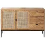 Calicosy - buffet 2 portes et 3 tiroirs en rotin l120 cm - jaya