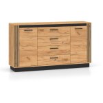 Petits - meubles - buffet 2 portes 4 tiroirs solal bois et noir