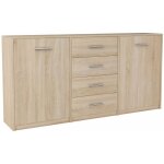 Buffet avec 2 portes et 4 tiroirs ch�ne de sonoma - meuble de rangement style contemporain - 177 x 35 ...