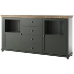 Petits - meubles - buffet 2 portes 4 tiroirs martin vert et bois