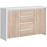 Petits - meubles - buffet 2 portes 4 tiroirs soren blanc et bois