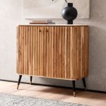 M&s - buffet 2 portes 95x41x90 cm en marbre et acacia - zera