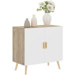 Buffet 2 portes étagère design scandinave - blanc effet chêne clair Buffet 2 portes étagère design scandinave - blanc effet chêne clair