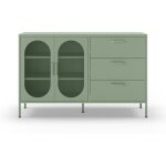 Drawer - buffet 2 portes en métal l140cm - vert menthe - zio Drawer - buffet 2 portes en métal l140cm - vert menthe - zio