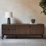 Buffet 2 portes 2 tiroirs 160x46x55 cm en ch�ne brun - avun