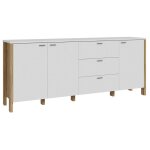 Meubletmoi - buffet l. 208 cm dcor gris clair / chne et poignes mtal - devonne