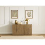 Bobochic - buffet 3 portes 140 cm marion effet ch�ne et travertin
