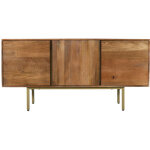 Buffet 3 portes en bois massif et m�tal l154cm - marron - liro