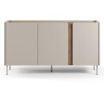 Drawer - buffet 3 portes en bois et m�tal l150cm - beige - boxy