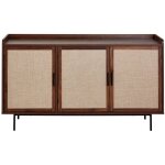 Calicosy - buffet 3 portes d�cor noyer avec fa�ades en tissu l140 cm - jetson