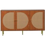 Buffet avec 3 portes décoratives en rotin, poignées en métal, adapté à la chambre à coucher, au salon, ... Buffet avec 3 portes décoratives en rotin, poignées en métal, adapté à la chambre à coucher, au salon, ...