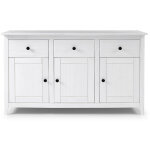 Buffet � 3 tiroirs et 3 portes meuble de rangement coloris blanc - longueur 134 x profondeur 40 x hauteur ...