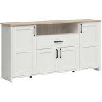Petits - meubles - buffet 4 portes 1 tiroir aksel blanc et bois Petits - meubles - buffet 4 portes 1 tiroir aksel blanc et bois