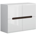 Petits - meubles - buffet 4 portes darrel blanc laqu et bois