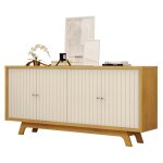 Buffet 4 portes miel et blanc ecru 4 niches l 180 h 80. 5 p 35. 7 cm