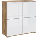 Petits - meubles - buffet 4 portes selma blanc et bois Petits - meubles - buffet 4 portes selma blanc et bois