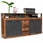 Buffet 4 portes & 4 tiroirs  luna  190cm marron & gris