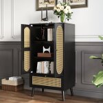 Hauss spole - buffet 60 x 40 x 110. 5 cm, 2 portes + 1 tiroir + 2 tagres, meuble de rangement haut, ...