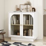 Hauss spole - buffet 79x35x80 cm, vitrine, bibliothque, 2 portes, pour chambre / bureau / salon, blanc ...