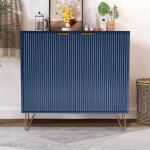 Dans les nuages ? buffet enfilade 80 cm bleu fonc� ? 2 portes avec �tag�res r�glables ? poign�es et pieds ...