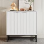 Buffet 80x40x80 cm, avec 2 portes, poignées et pieds en métal, style contemporain, adapté aux salons, ... Buffet 80x40x80 cm, avec 2 portes, poignées et pieds en métal, style contemporain, adapté aux salons, ...