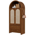 Buffet d?appoint en rotin style arrondi ? 2 tiroirs ? meuble r�tro pour salon et chambre ? armoire de ...