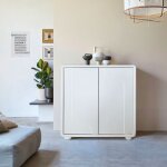 Buffet armoire de rangement design valone l80cm blanc