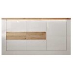 Buffet aucune imola 3 portes blanc laqu� brillant / ch�ne clair 160 x 43 x 88 cm �clairage led