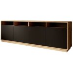 [jamais utilise] buffet bahut 4 portes aston aster l2400 noir mat et chne taurus - 37808042