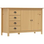 Buffet, bahut, armoire de rangement hill marron miel 130x40x80 cm bois de pin solide fr708998 design ...